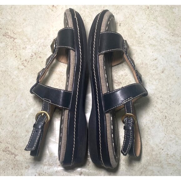 Naturalizer Womens Black Leather Sandals  Metallic Accents Adjustable Strap 8N - Picture 5 of 7